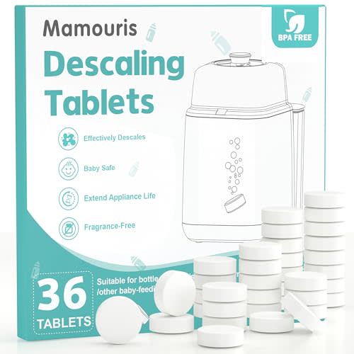 Mamouris Descaling Tablets 36 Count: for Momcozy Baby Brezza Grownsy Papablic Bottle Washers, Detergent Washing Tablets for All Brands Baby Bottle Washer Machine Warmer Sterilizers Formula Maker