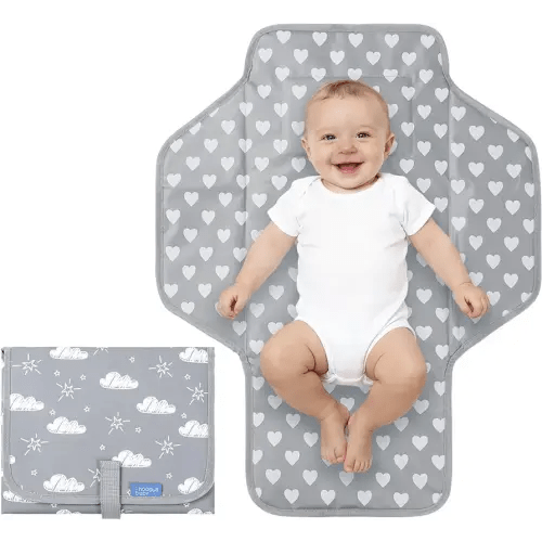 Baby Portable Changing Pad Travel - Waterproof Compact Diaper Changing Mat with Built-in Pillow - Lightweight & Foldable Changing Station, Newborn Shower Gifts