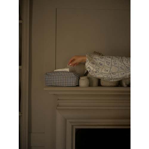 Woven Tissue Box Cover - Blue Gingham
