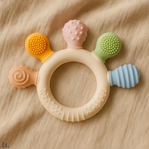 Baby Teether Ring • Soft BPA-Free Teething Toy for Newborns • Montessori Sensory Gift • Gum Relief • Baby Shower Gift • Christmas Baby Gift