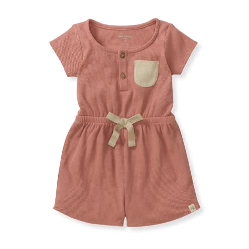 Burt's Bees Baby Girls Bubble Romper, 100% Organic Cotton One-piece Shortall and Layette Girl Outfit