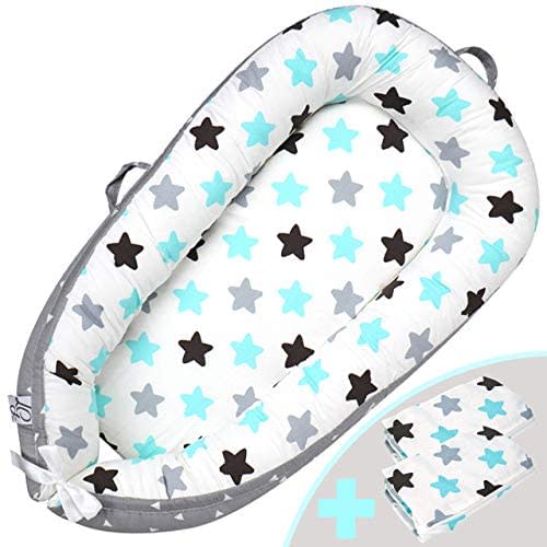 Little Growers Co-Pod Baby Lounger - Co-Sleeping for Baby with Two (2X) Covers! Portable Newborn Baby Bed, Baby Sleeper, Baby Nest with Breathable Soft Cotton. Newborn Lounger for Soothing Baby Sleep