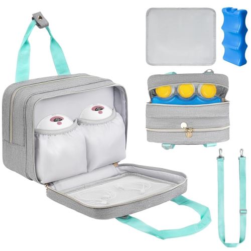 Wearable Breast Pump Bag with Cooler Compartment Compatible with Momcozy M5/S12 Pro, Elvie & Medela Pump in Style, Carrying Case with a Ice Pack & Waterproof Mat for Breast Pump and Accessories,Gray