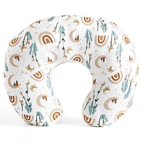 GRSSDER Nursing Pillow Cover Stretchy Minky Removable Nursing Covers for Breastfeeding Pillows, Ultra Soft Comfortable Slipcover for Boy and Girls, Cute Rainbow Pattern