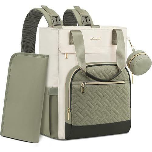 LOVEVOOK Diaper Bag Backpack, Large Capacity Portable Baby Bag with Foldable Diaper Changing Pad, Waterproof Baby Diaper Bags Gift for Mon Dad, Olive Green