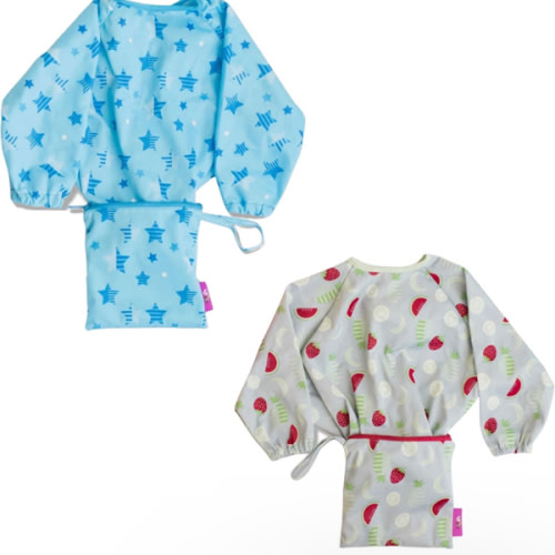 Tidy Tot Cover & Catch Waterproof Bib attaches to highchair Long Sleeve Coverall Baby weaning bib for BLW