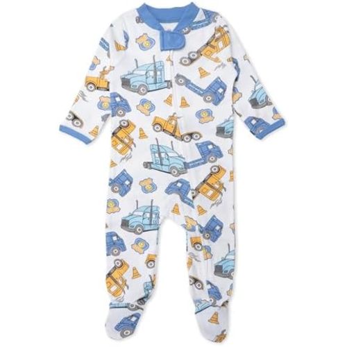 HonestBaby Sleep & Play Footed One-piece Pajama Sleeper 100% Organic Cotton, Baby Boys