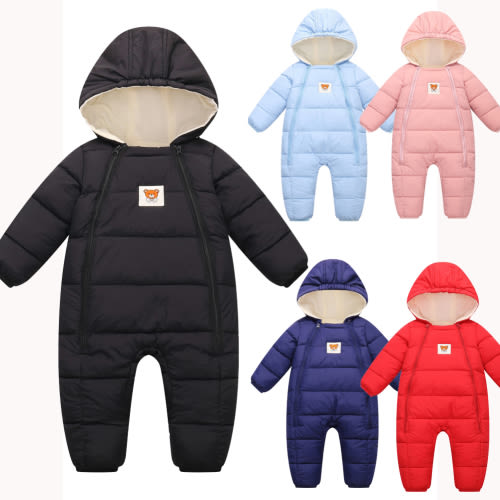 GYRATEDREAM 0-12 Months Baby Boys Girls Snowsuit Romper Puffer Jacket Infant Fleece Thick Warm Jumpsuit Outwear