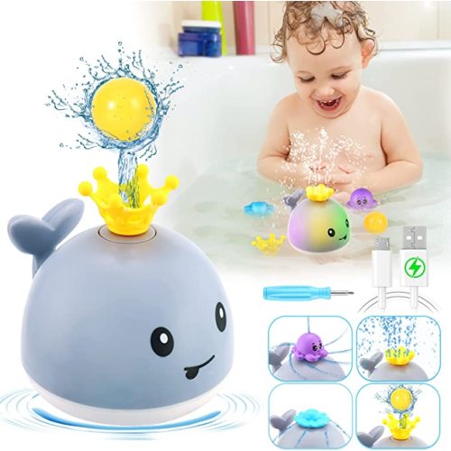 Gigilli Baby Bath Toys with 4 Modes, Bath Toys for Kids Ages 1-3, 1 Year Old Boy Girl Gifts Christmas Stocking Stuffers for Babies 6-12-18 Months, Light Up Whale Bath Toy Toddler Birthday Bathtub Toy