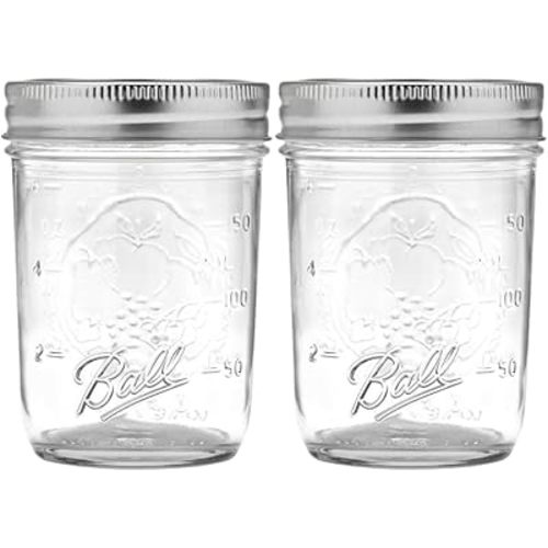 Ball Regular Mouth Mason Jars with Lids & Bands, Half Pint, 8-oz (2-Pack)