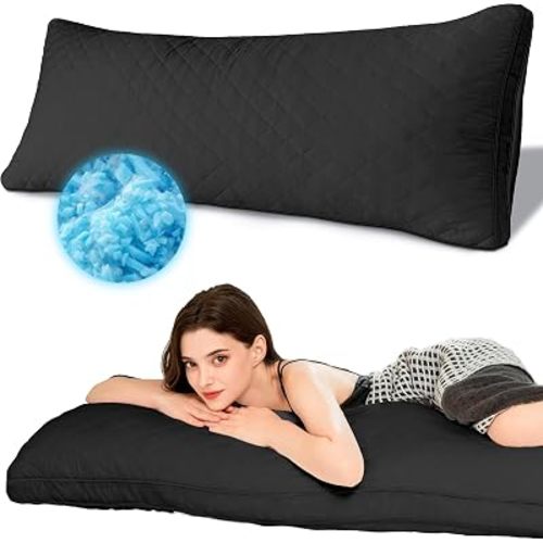 Ubauba Memory Foam Body Pillow, Full Large Body Pillows for Adults, Firm & Fluffy Long Bed Pillows for Sleeping (20x54 inch, Black)