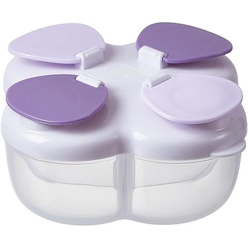 ZRHR Formula Dispenser No-Spill with Four Compartment, Infant Milk Powder Dispenser Portable On The Go, Kids Snack Formula Containers for Travel Hold Outdoor, Violet