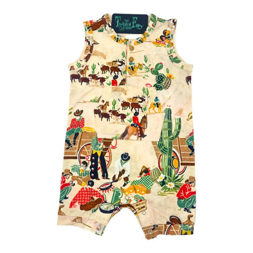 Infant Sleeveless Taupe Cowboy Longsleeve COWBOY ROMPER-Y – Crazy House Western Wear