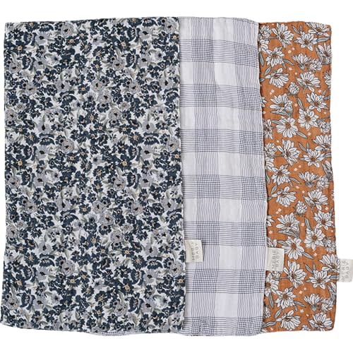 Mebie Baby Burp Cloths, Modern Print 3-Pack, Muslin Burp Cloth Set for Spit Up, Drool, and More, Boho Burp Cloths for Baby Boy and Girl, Baby Must Haves for Registry Lists and Gifts for Newborns