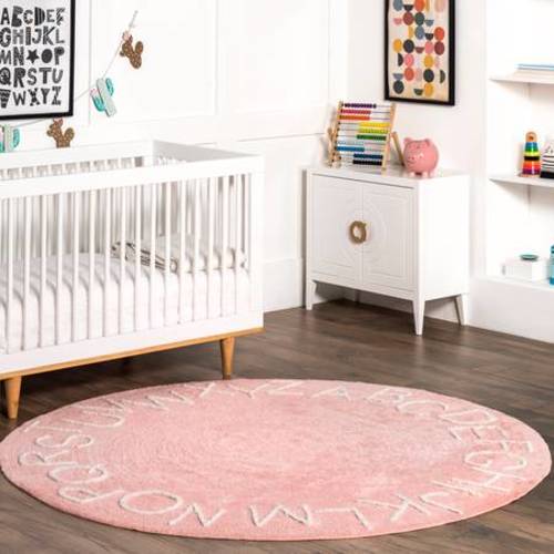 Readington Alphabet Nursery Washable Pink Rug