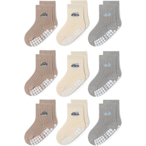 Baby Non Slip Ankle Socks with Grippers for 0 Months-7 Years Old Walking Socks