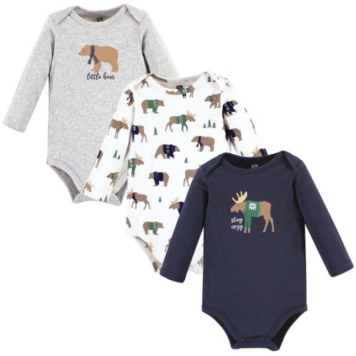 Hudson Baby Infant Boy Cotton Long-Sleeve Bodysuits, Moose Bear Sweater, 0-3 Months