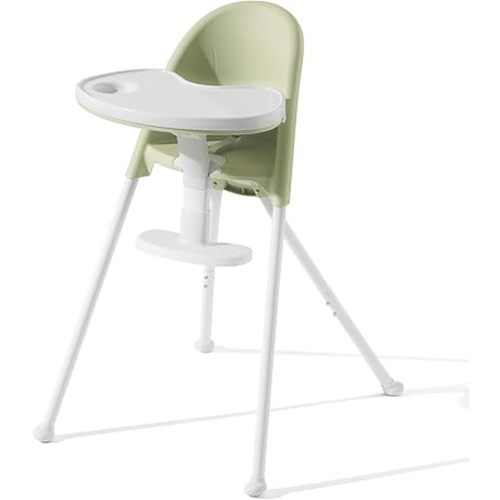Funny Supply 3-in-1 Cute Folding High Chair, High Chairs for Babies and Toddlers, Modern Space Saving Highchair with Removable Double Tray, Easy to Clean, Light Weight Baby Feeding Chair, Green
