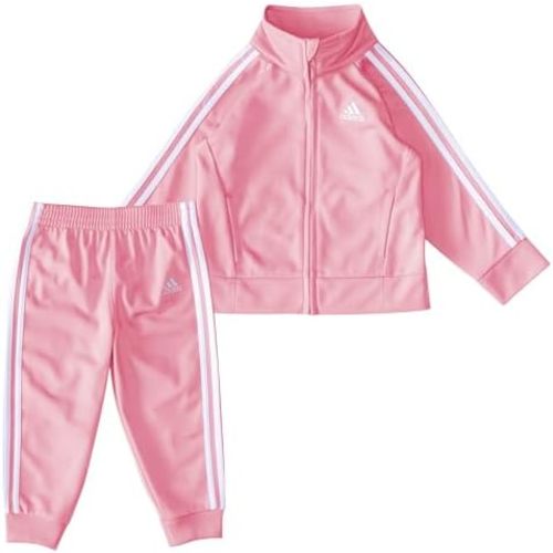 adidas Little Girl's Zip Front Classic Tricot Jacket and Joggers Set