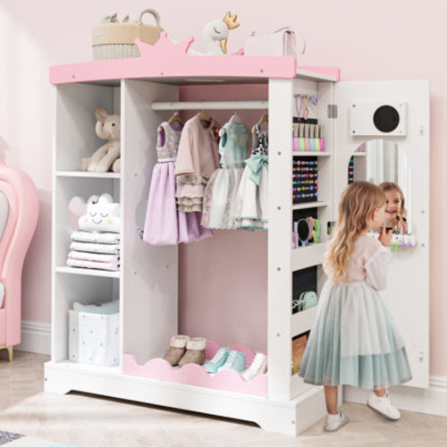 Harriet Bee Kids Armoire with Jewelry Cabinet, Dress up Storage with Mirror and Shelves & Reviews | Wayfair