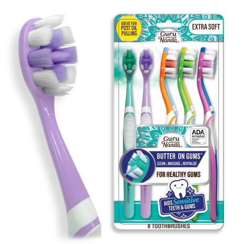 GuruNanda, Butter on Gums Toothbrush, Extra Soft Bristles, 8 Pack