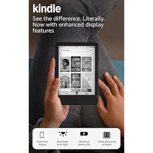Amazon Kindle 16 GB (newest model) - Lightest and most compact Kindle, now with faster page turns, and higher contrast ratio, for an enhanced reading experience - Black