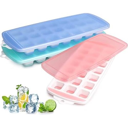 Silicone Ice Cube Tray with Lid - Mini Silicone Ice Tray with Lid,Small Ice Cube Tray,Tiny Ice Cube Trays for Iced Coffee,Baby Food,BPA Free,Easy Release