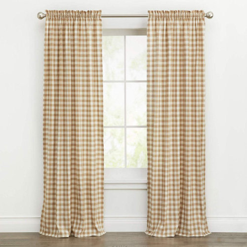 August Grove® Ramillies Country Chic Gingham Plaid Semi-Sheer Rod Pocket Curtain Panels & Reviews | Wayfair