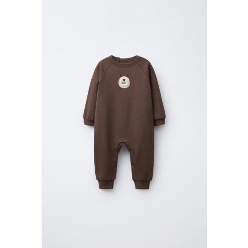 EMBROIDERED BEAR PLUSH JUMPSUIT - Brown | ZARA United States