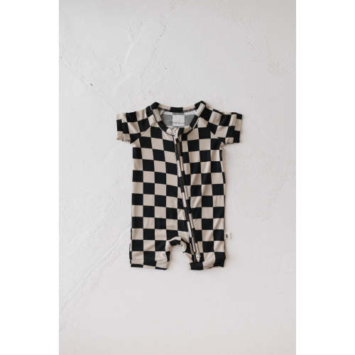 Shortie Bamboo Zip | Black Checkerboard
