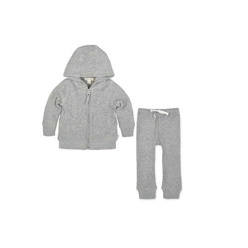 Burt's Bees Baby Baby Boys' Shirt, Top & Bottom Outfit Bundle, 100% Organic Cotton, Grey Jacket & Pant Set