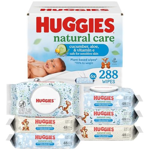 Huggies Natural Care Cucumber, Aloe and Vitamin E Baby Wipes, Hypoallergenic, Scented, 10 Flip-Top Packs (560 Wipes Total), Packaging May Vary
