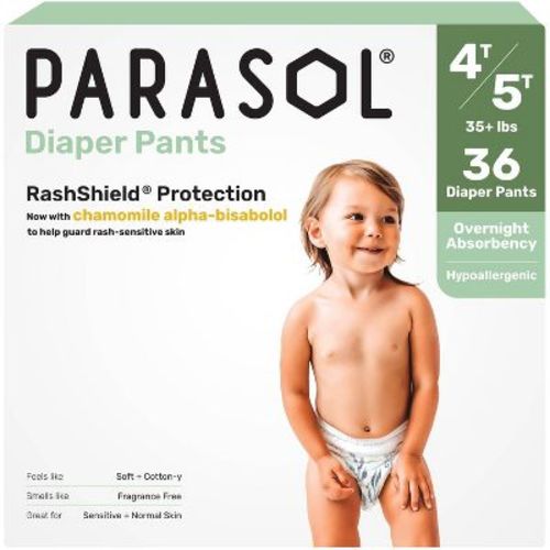 Parasol Chlorine-Free Diaper Pants (Pull-On Style) with RashShield Protection - 4T-5T: Latex-Free, Wetness Indicator, Hypoallergenic, Easy-Open Sides
