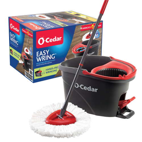 O-Cedar EasyWring Spin Mop & Bucket System with Foot-Activated Pedal, Telescopic Handle, and Microfiber Mop Head