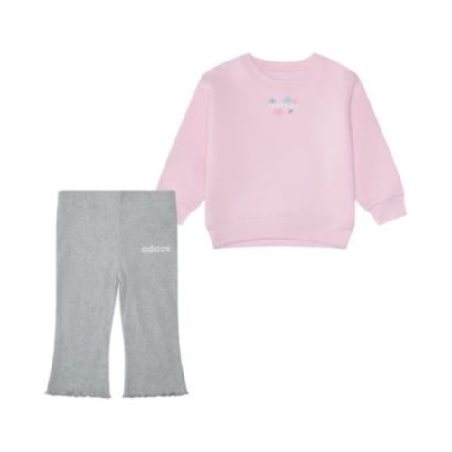 Baby Girls 2-Piece Fleece Pull-On Sweatshirt and Flare-Leg Pants Set