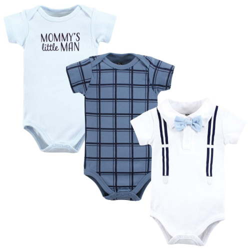 Hudson Baby Infant Boy Cotton Bodysuits, Mommys Little Man Polo, 3-6 Months