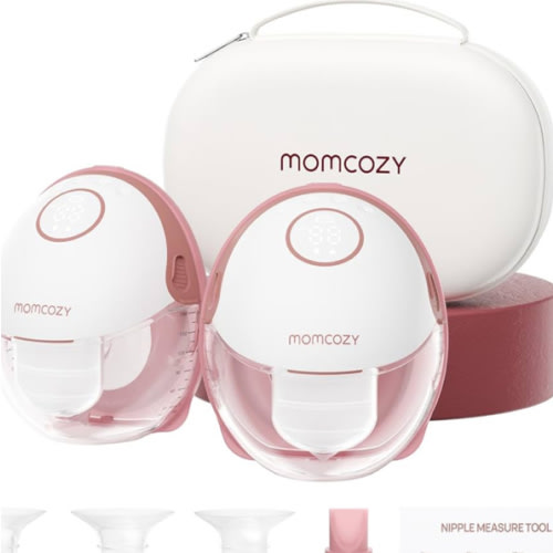 Momcozy Breast Pump Hands Free Mobile Style | M6, Wearable Breastfeeding Pump Ideal Rhythm for More Milk, DoubleFit Flange More Fit & Discreet with 3 Modes & 9 Levels, 24mm - 2 Pack Cozy Red