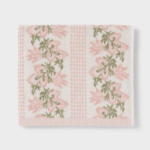 Floral Stripe Dorm Decorative Bath Towel Pink - Threshold™