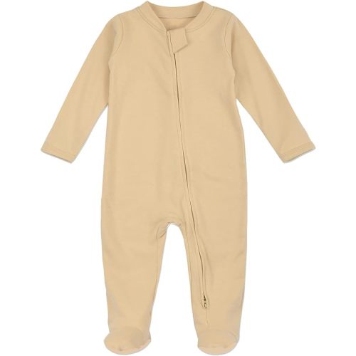 Aablexema Baby Pajamas Organic Cotton Zipper Outfit Newborn Infant One-Piece Footies with Mitten Cuffs