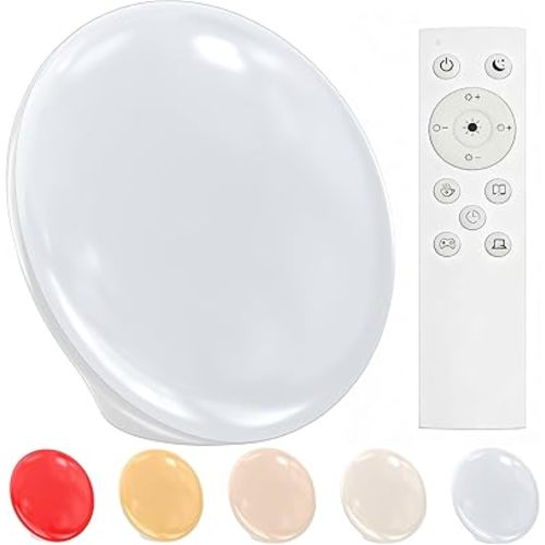 670nm Red Light Therapy Sleep Device & 10,000 Lux Sun Lamp – Dual Function Sleep Aid and Sunlight Lamp, Red Night Light Lamp to Support Deep Relaxation and Improve Sleeping for Adult & Kid Bedroom