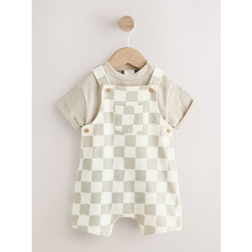 Black/White Checkerboard Jersey Dungarees and Bodysuit Baby Set (0mths-2yrs)