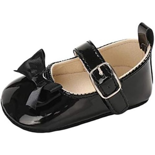 Baby Girls Bowknot Mary Jane Flats Soft Rubber Sole Toddler Walking Shoes Infant Princess Crib Wedding Dress Shoes