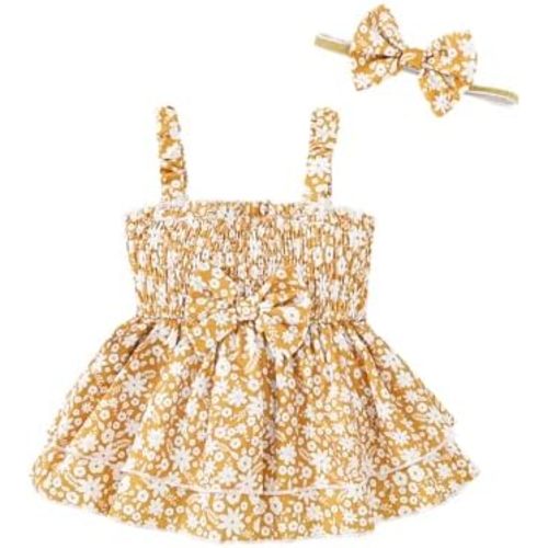 Mioglrie Baby Girl Clothes Newborn Baby Girl Outfit Infant Baby Clothes for Girls Summer Romper with Headband Clothing Set