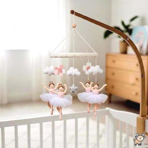 Ballerina Girl Nursery Mobile, Pink & White Tulle Dancers, Fairytale Nursery Ideas, Princess Baby Room Decor