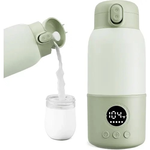 Portable Bottle Warmer for Travel, 2-Min Fast Heating Baby Bottle Warmer,12.8oz Formula Container to Go for Breastmilk, Formula Dispenser with Long-Lasting Keep Warm Function