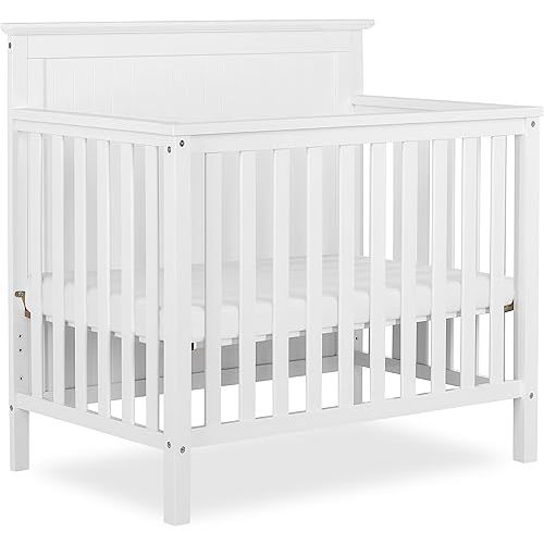 Dream On Me Ava 4-in-1 Convertible Mini Baby Crib, White