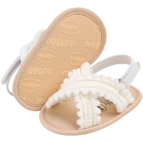 COSANKIM Infant Baby Girls Summer Sandals with Flower Soft Sole Newborn Toddler First Walker Crib Dress Shoes