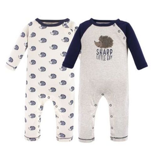 Touched by Nature Baby Boy Organic Cotton Coveralls 2pk, Hedgehog