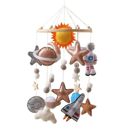 GOODMOM Baby Mobile for Crib, Astronaut Crib Nursery Mobile for Boys Girls, Handmade Baby Mobile Infant Bedroom Hanging Decoration Toy(Stellar Dream)