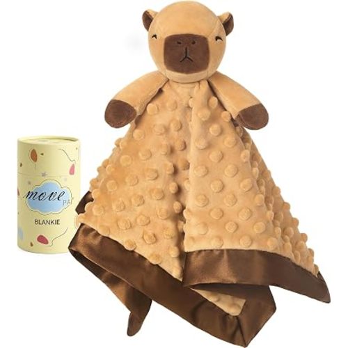 Baby Lovey Security Blanket, loveys for babies Soft Capybara Stuffed Animal Snuggle Toy, Baby Shower Registry Search Receiving Blankets for Newborn Infant Essentials Gifts for Boys Girl, Brown 16 Inch